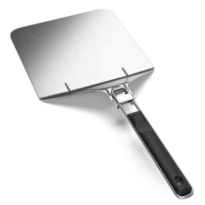 Chef Pizza Tools Stainless Steel Corrosion-Resistant Folding Metal Turning Paddle Pizza Peel With Space-Saver Ergonomic Handle