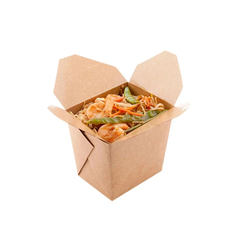 China manufacturers custom disposable kraft paper takeout packing box roast meat fried rice fast food square packing lunch box