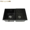 China Quartz Stone Granite Rectangular Quartz Composite Undermount Double Bowl Kitchen Sink