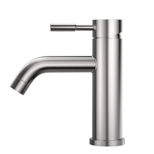 China stainless steel 304 single handle cheap hot and cold water tap matte black basin faucets for bathroom accessories