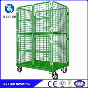 China Supermarket or Laundry Roll Container, Foldable Roll Cage Trolley