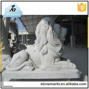 Chinese natural granite animal large stone outdoor lying lion garden statues