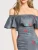 Import Clothes Women Ladies Summer Off the Shoulder Printed Midi Dress from China
