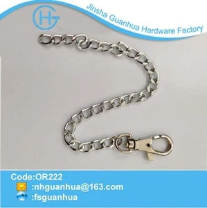 Color shining nickle and aluminium metal dog hook with chain for jeans decortation