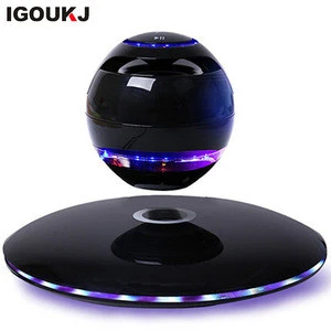 Colorful LED Lamp Gift wireless UFO flying blue light Levitation speaker with TF card Magnetic air suspens floating speaker