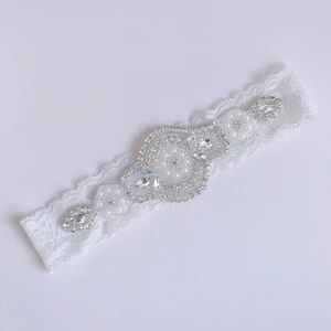Crystal Applique Stretched Lace wedding Garter Bridal Garter Set for Women Handmade lk201966