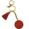 Custom 3D sheepskin leather key chain tag with gold color hook and tassels leather craft Factory Wholesale price