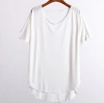 Custom Cotton Women T Shirts with Curved Hem