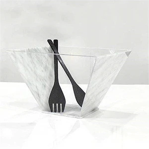 custom eco friendly large marble acrylic salad serving dishes plastic salad bowl