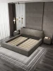 Custom Fabric King Size Up-holstered Beds Hotel Apartment Storage Platform Leather Bed with Night Table