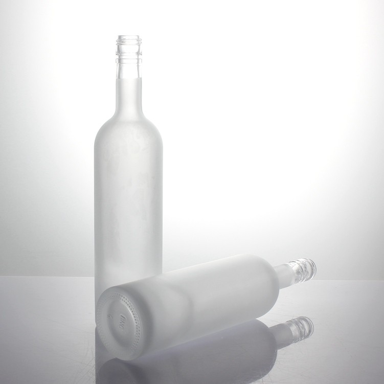Custom Frost screen printing 750 ml  extra flint liquor spirits tequila vodka gin glass bottle