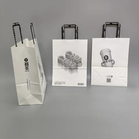 Buy Custom Printed Kraft Paper Bag For Take Away Fast Food Brown Flat ...