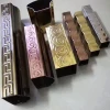 custom processing high quality  polish 304 stainless steel square tube mirror rose gold embossed pattern pipe wholesale