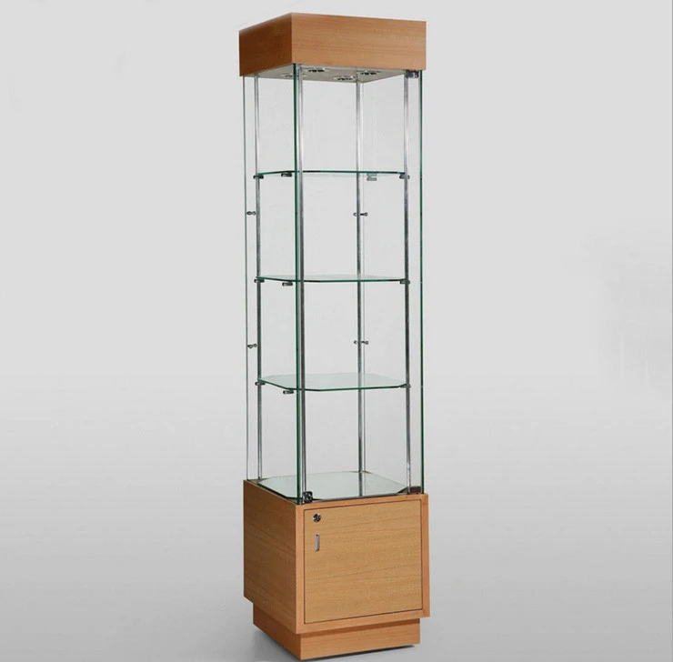 Custom retail store hot sale modern lockable MDF wooden glass jewelry display cabinet