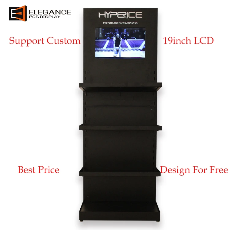 Customized Metal Floor With LCD HDTV Video Electronic Sport Products Display Stand