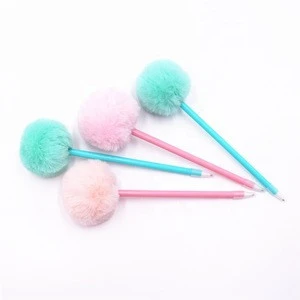 Cute fluffy plush pom pom pen