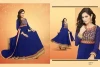 Dark Blue color Anarklai salwar kameez - Indian &amp; pakistani style clothing - anarkali salwar kameez-Wholesale anrkali readymade
