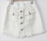 DATA Girl's Denim White Fashion Hot Sale Button Skirt