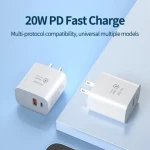 DC 20W Travel Super Fast Charge Type C Power Adapter QC3.0 18W Dual Port Multi Phone Charger Cable 20w Pd Charger