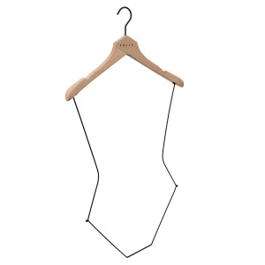 Deluxe custom beech wood swimwear body shape wide shoulder metal swimsuit hanger for women