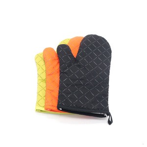 DEQI Non-Slip Kitchen Oven Glove Eco-friendly Cotton Oven Mitt Heat Resistant for Cooking BBQ Soft Oven Glove with Silicone