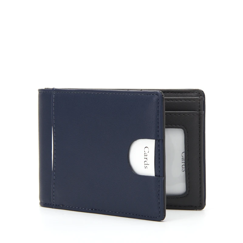 Design Your Own Brand Fashion Slim Mens Leather Wallet With Money Clip