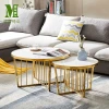 Direct supplier stainless steel material smart luxury round coffee table set with marble top