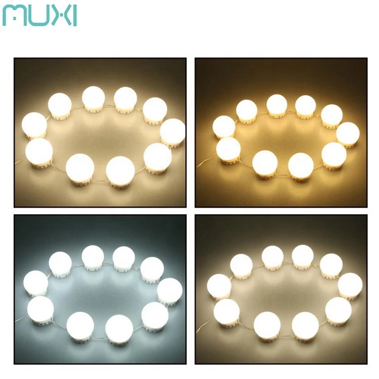 DIY Makeup Mirror LED Bulb Rotating Take-up Simple Vanity Mirror Headlights Warm/ Cold color Suitable For Bedroom And Bathroom