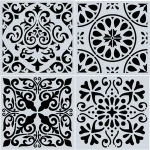 DMO Reusable  15cm PET Mandala Painting Template Floor Tile Fabric Furniture Wall Decor Plastic 16pcs per set  Art Stencil set