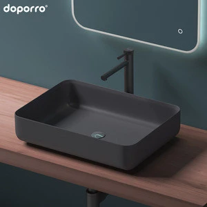 doporro OEM/ODM mineral cast counter top rectangular hand wash basin cabinet bathroom sink basin
