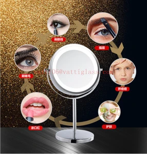 Double-sided Round Silver 10x Magnifying unique Makeup Desk Cosmetic Mirror with LED lights south africa
