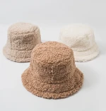 Dvacaman 2021 Fashion Lamb Wool Vintage 8 Colors Furry Pure Color Blank Fur Bucket Hat/Winter Hat for Women Autumn Winter