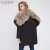Import EACHOO fashionable women winter real fox fur lining with real fur hood long warm trench parka jacket coat from China