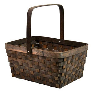 Eco friendly wooden storage basket basket for toy wood chip basket