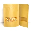 Eco Stand Up Pouch Brown Kraft Paper Ziplock Bags For Cookies Oats Nuts Spices Pet Treats Grains Coffee Beans ice cream bag