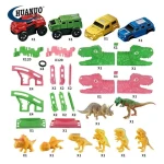 Education 284pcs diy assembly mixed color dinosaur track racing vehicle set electric slot toys dinosaur