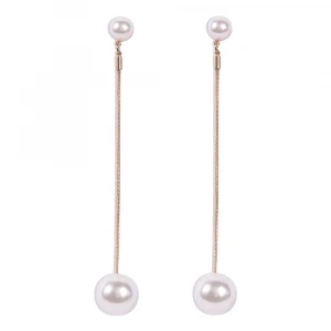 Elegant Long Style Pearl Earrings Jewelry High Quality Pearl Drop Earrings