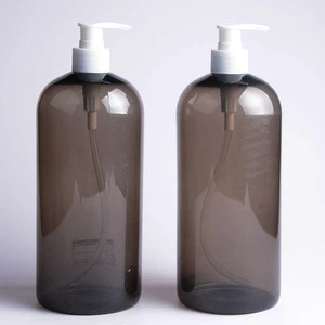 Empty 1000ml gray plastic pet shampoo bottle with trigger pump