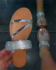 European And American New Design Ins 2021 Summer Slippers Flat Sandals Rhinestone Woman