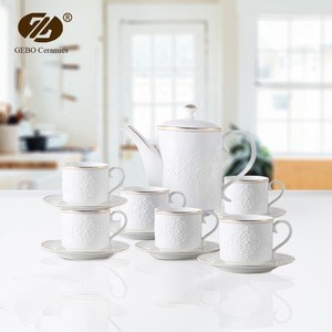 European Ceramic Gold Plated Porcelain Coffee Tea Sets with Teapot Arita Cups with Saucer