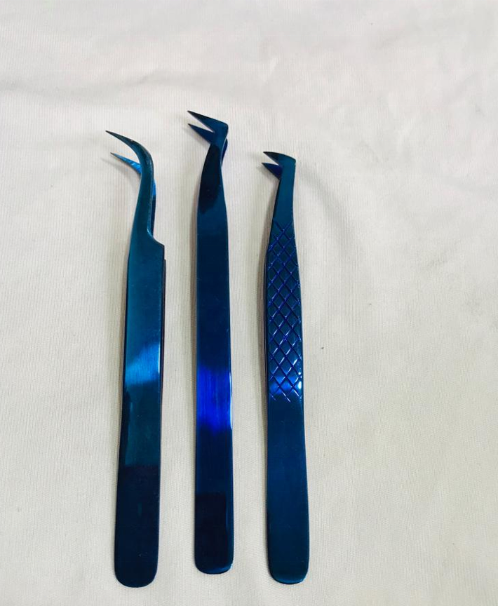 Buy Eyelashes Extension Tweezers Blue Plasma Color Tweezers For Volume ...