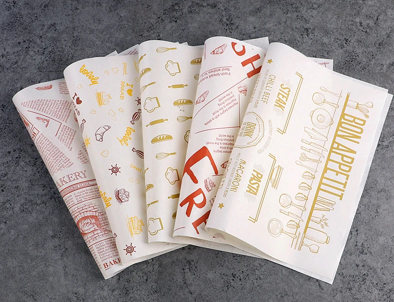 Factory custom printed food grade made sandwich wrap paper greaseproof paper China supplier Newspaper pattern