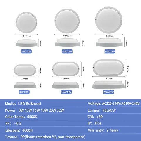 Buy Factory New Led Bulkhead 8w 3 Cct Dip Switch 6500k Ip54 Ac220-240v ...