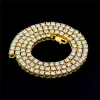 Factory Price 18k Gold 1 Row Rhinestone Crystal Iced Out Chain Mens Hip Hop Tennis Necklace Wholesale
