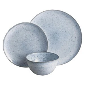 Factory Speckled blue design antique dinner set / porcelain pottery dinnerware