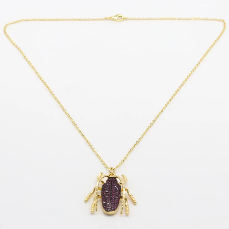 Fashion micro pave cz costume fashion jewelry Big Size Insect Necklace