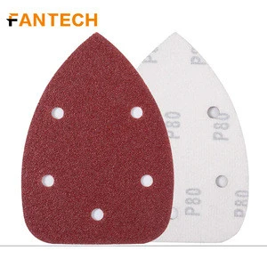five holes mouse sanding paper with hook and loop disc red aluminum oxide material fantech manufacturer