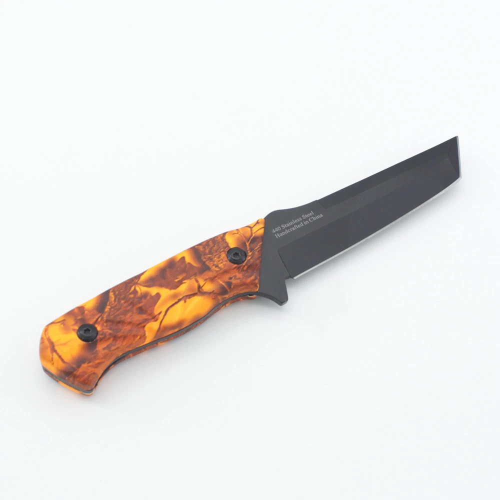 Fixed Blade Coated Handle Stainless Steel Outdoor Camping Hunting Knife