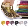 Flat Premium Shiny Bling Glitter  Metallic Gold Shoelaces for Canvas Athletic Dance Sneakers