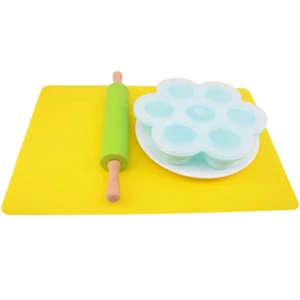 Flattening Dough Roller Straight Rod Dumpling Pizza Cylinder Wooden Handle Custom Silicone Non Stick Rolling Pin